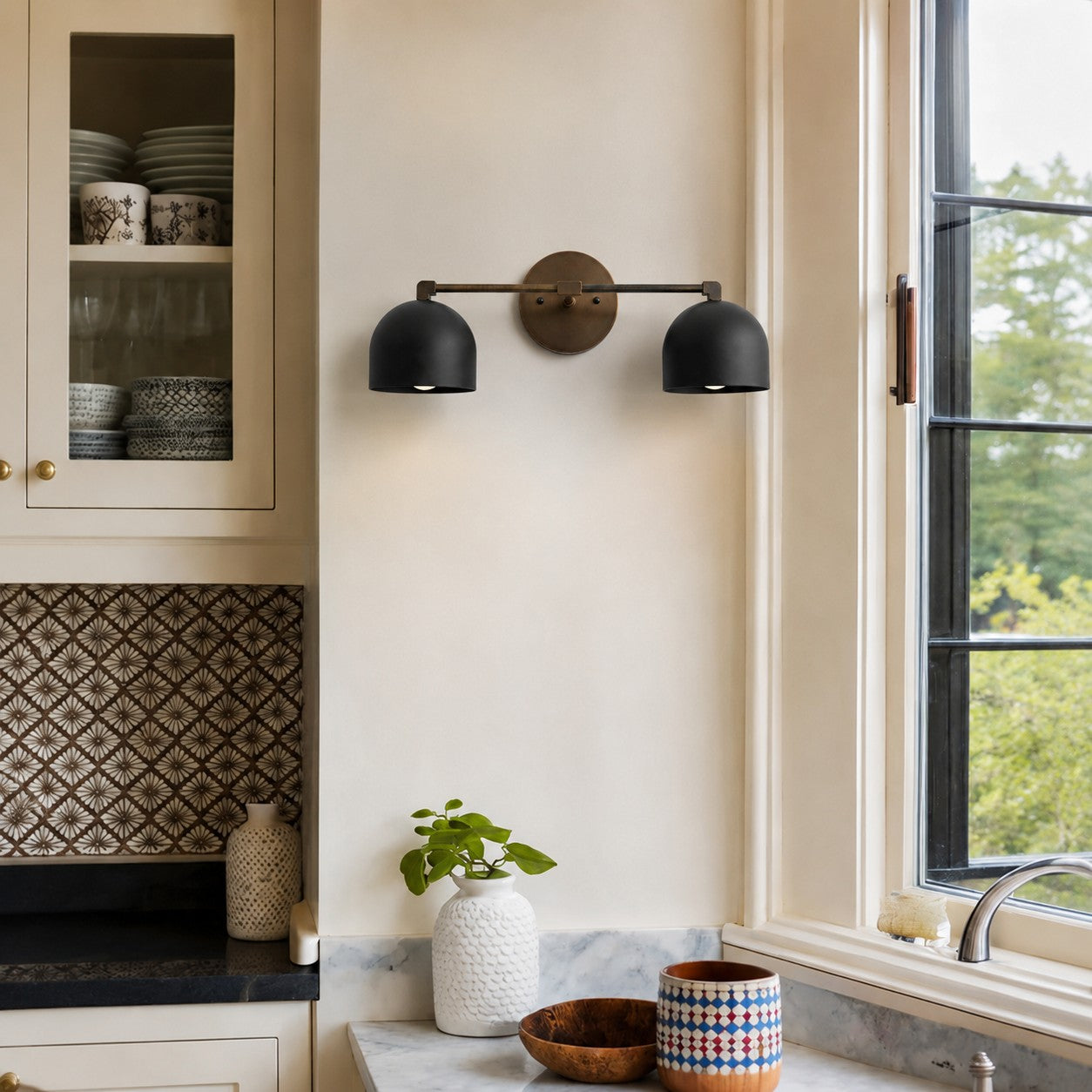 Metio Dome Mid-Century Deep Ball Vanity Lamp - Brass Wall Sconce