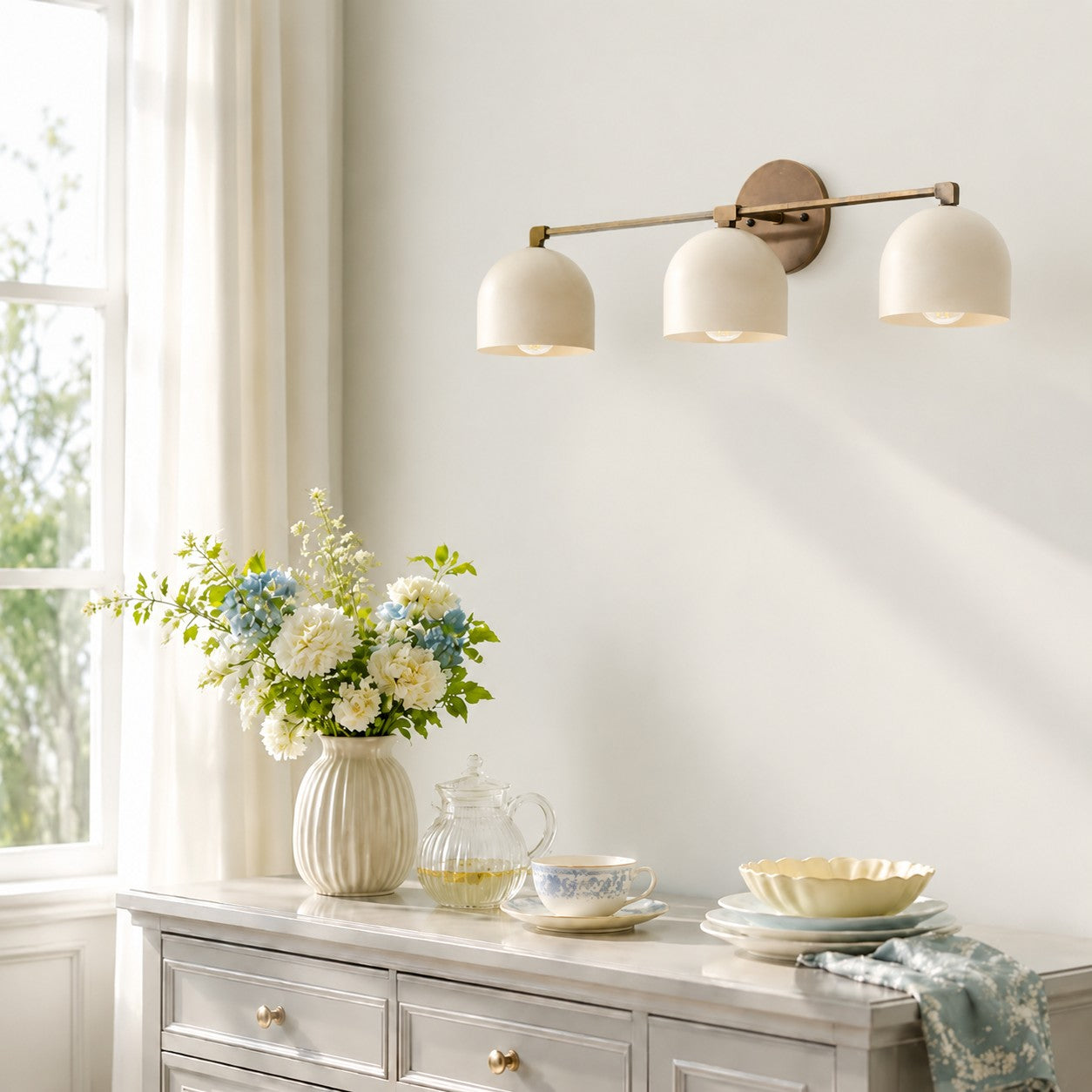 Metio Dome Mid-Century Deep Ball Vanity Lamp - Brass Wall Sconce
