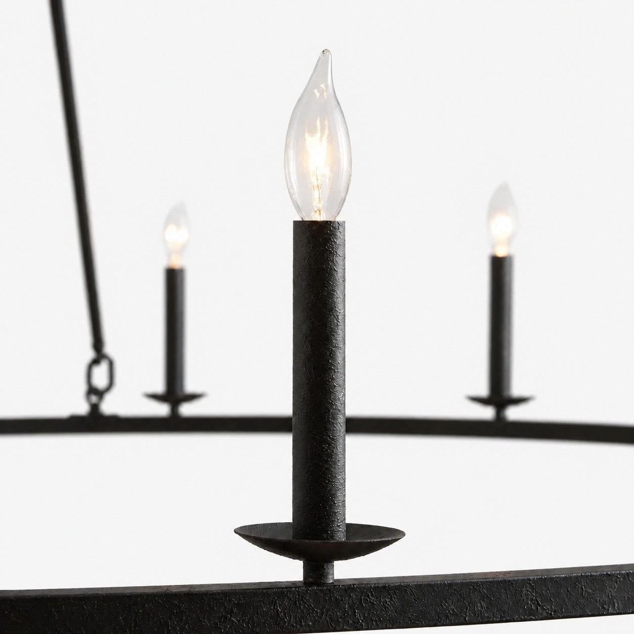 Rowan Modern Wagon Wheel Round Chandelier - Industrial Farmhouse Iron Lighting Fixture
