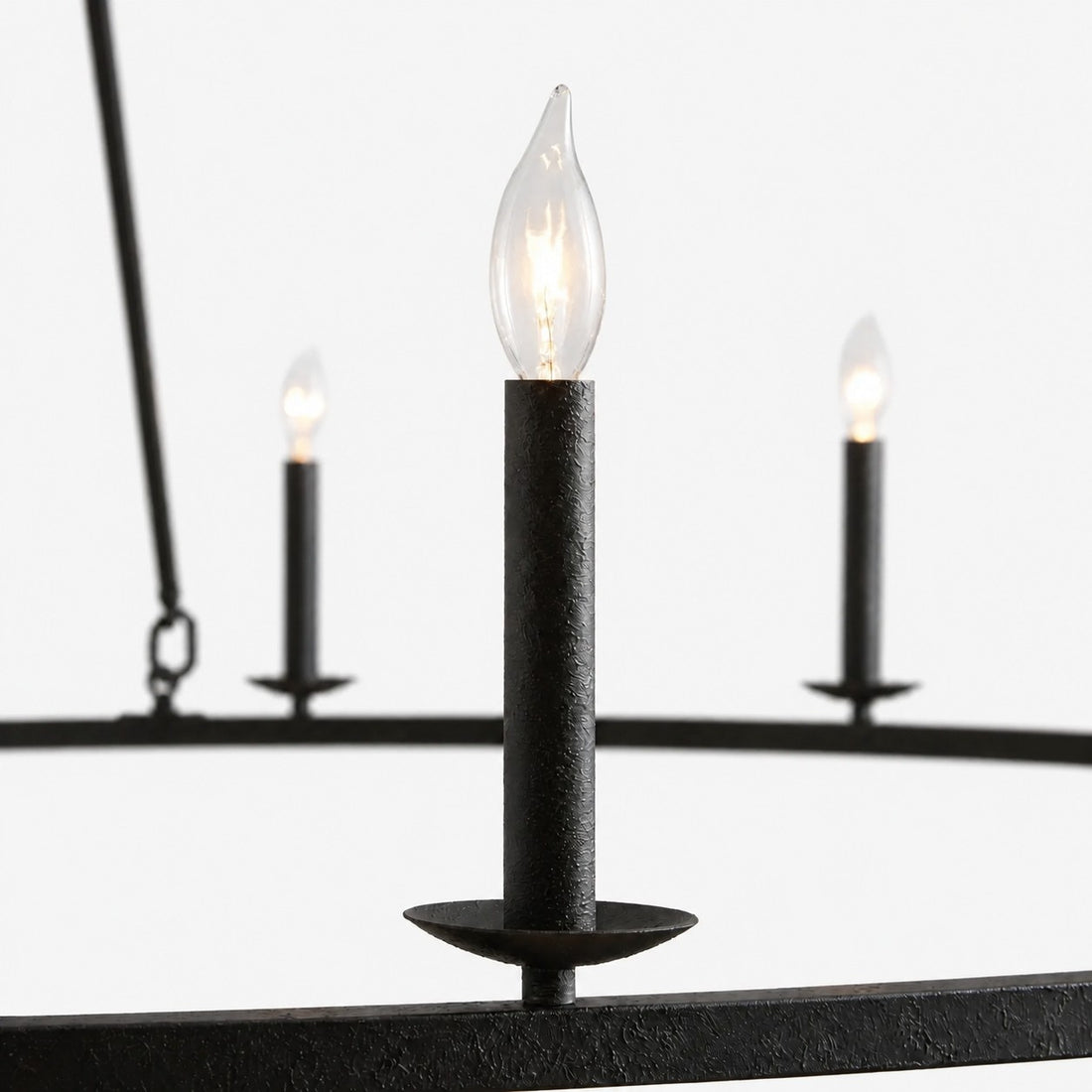 Rowan Modern Wagon Wheel Round Chandelier - Industrial Farmhouse Iron Lighting Fixture