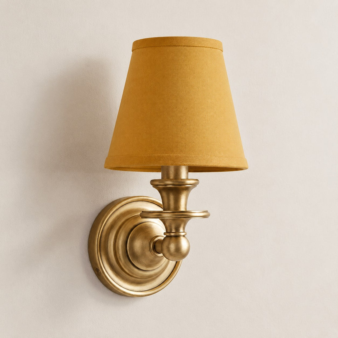 Kalvora wall sconce - Mustard Yellow Plain shade with Brass finish