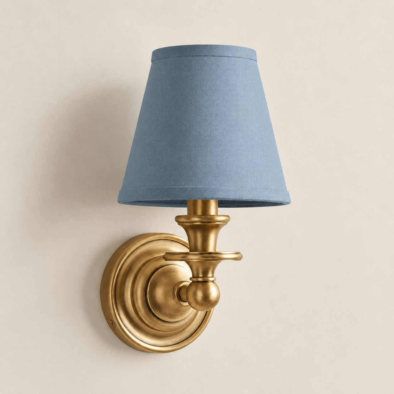 Kalvora wall sconce - Dusty Blue Plain shade with Brass finish