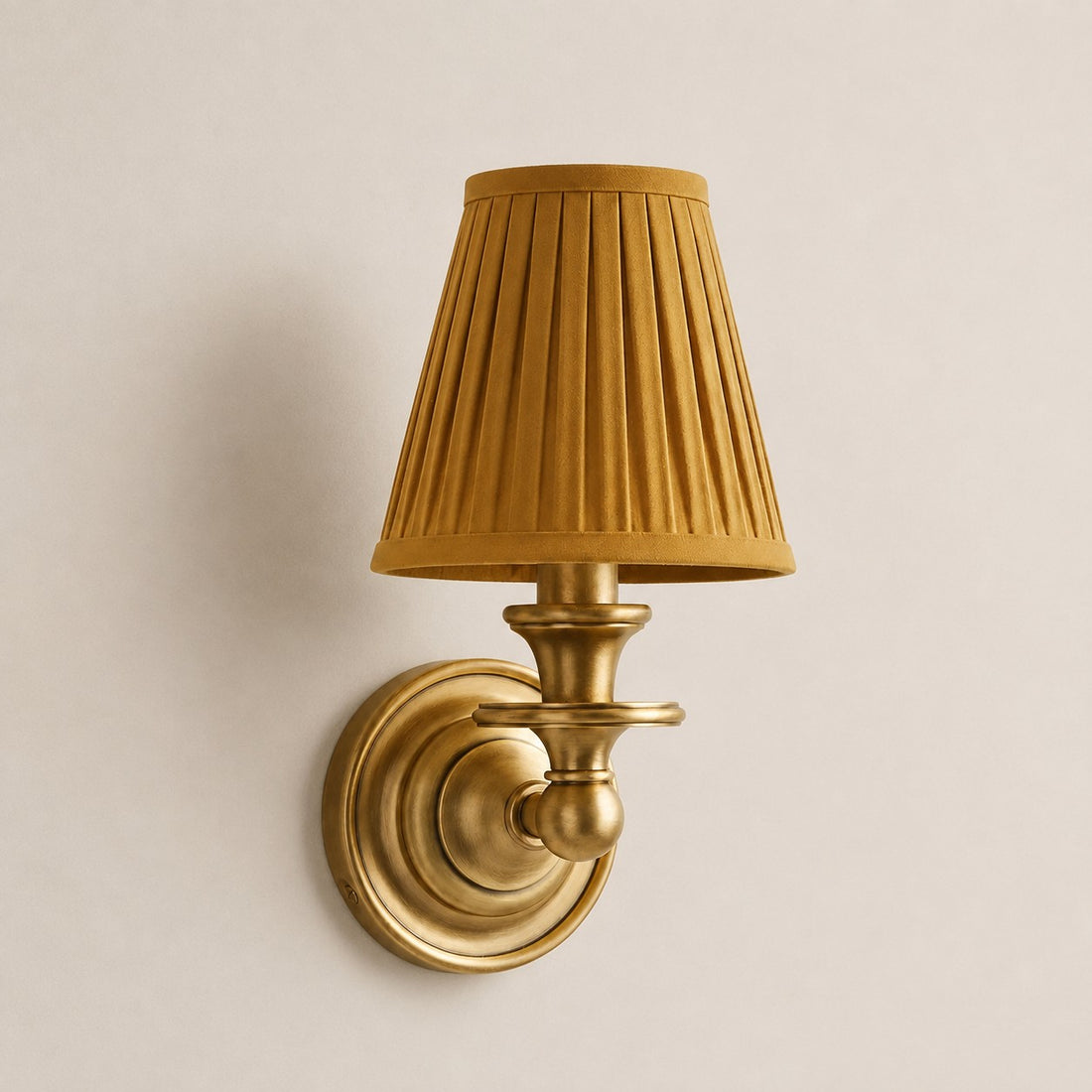 Kalvora wall sconce - Mustard Yellow Pleated shade with Brass finish