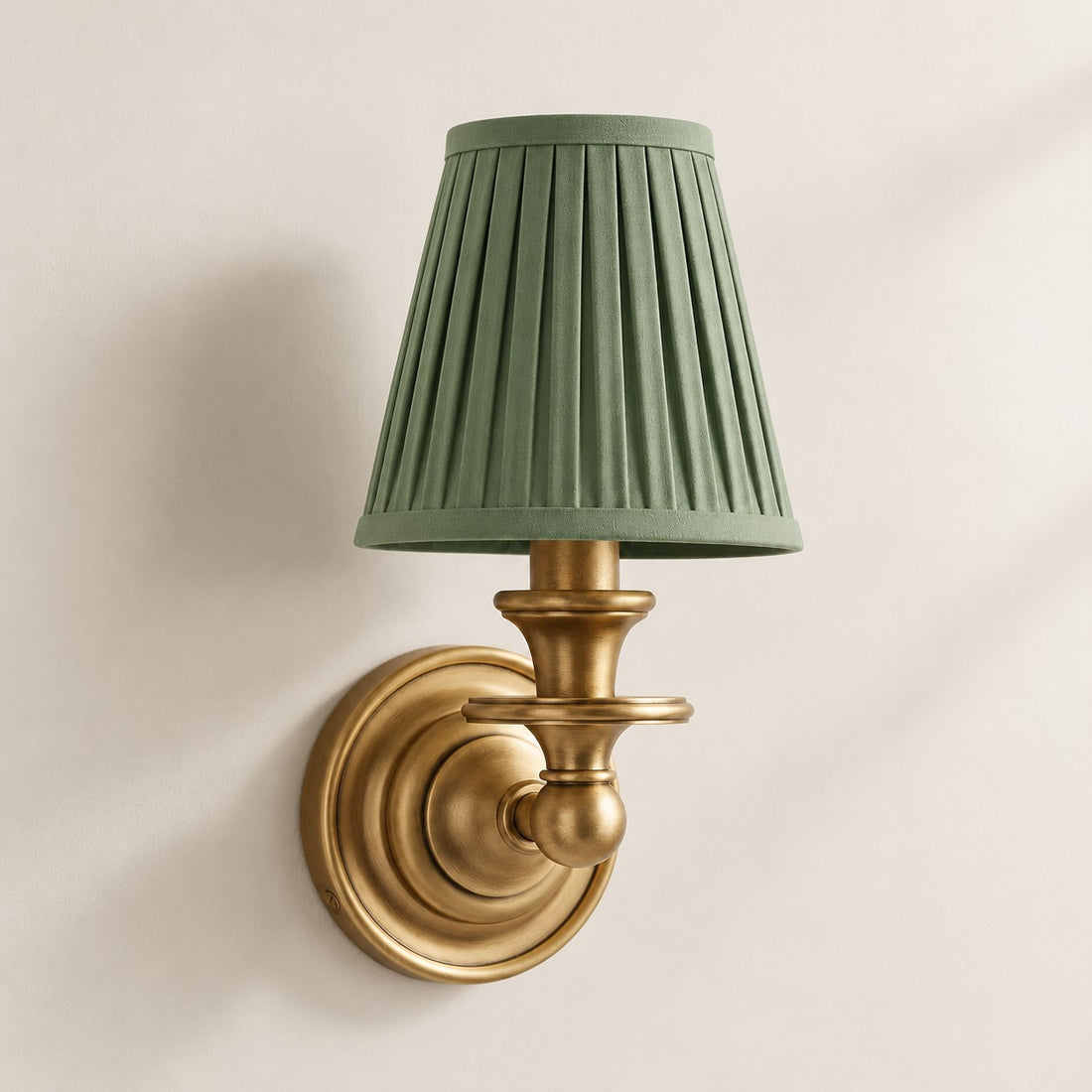 Kalvora wall sconce - Sage Green Pleated shade with Brass finish