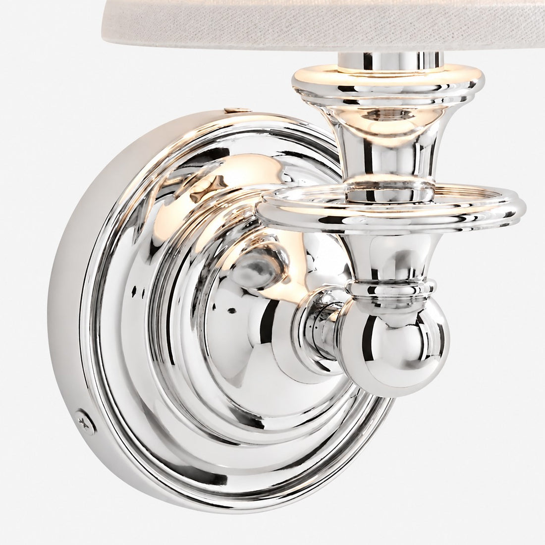 Kalvora polished Chrome wall sconce fixture detail