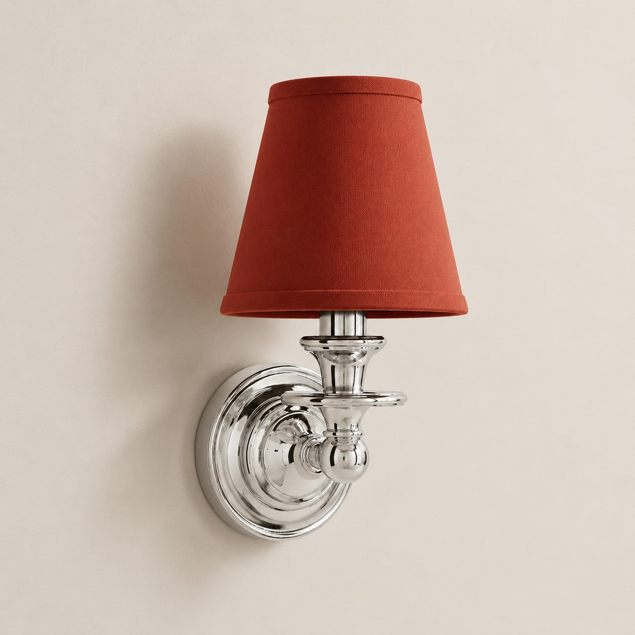 Kalvora wall sconce - Red Plain shade with Chrome finish