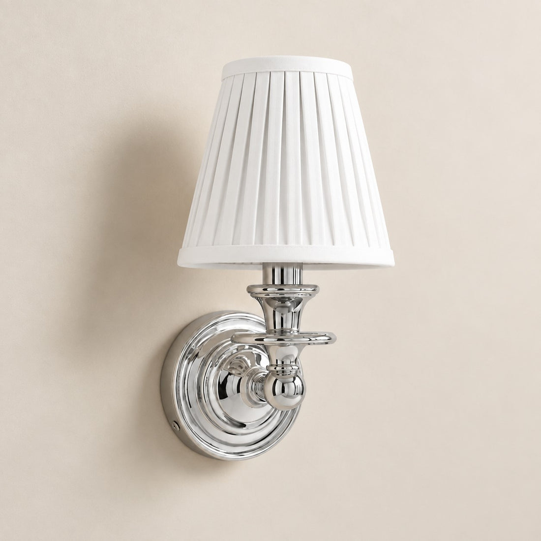 Kalvora wall sconce - White Pleated shade with Chrome finish