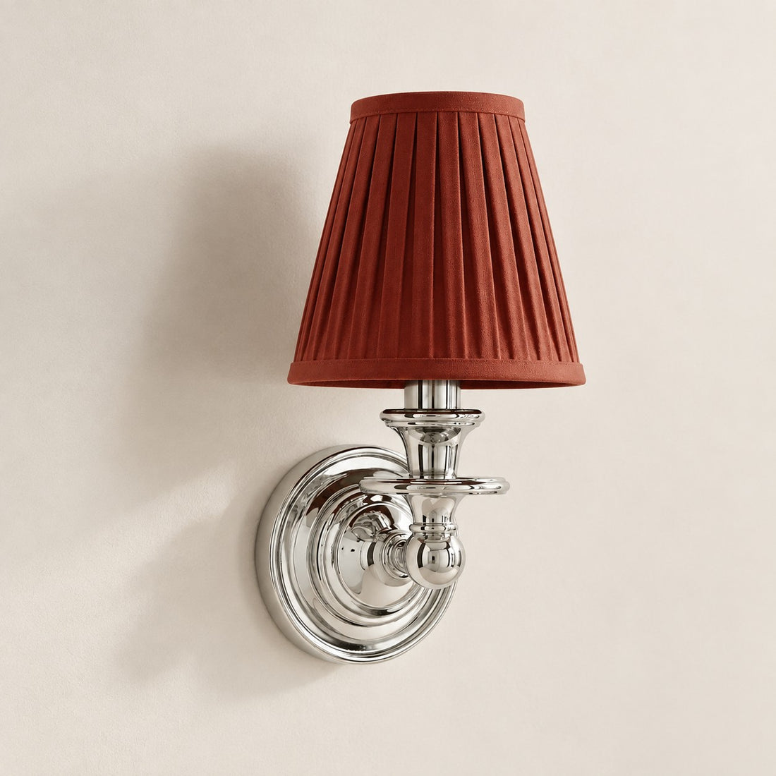 Kalvora wall sconce - Red Pleated shade with Chrome finish