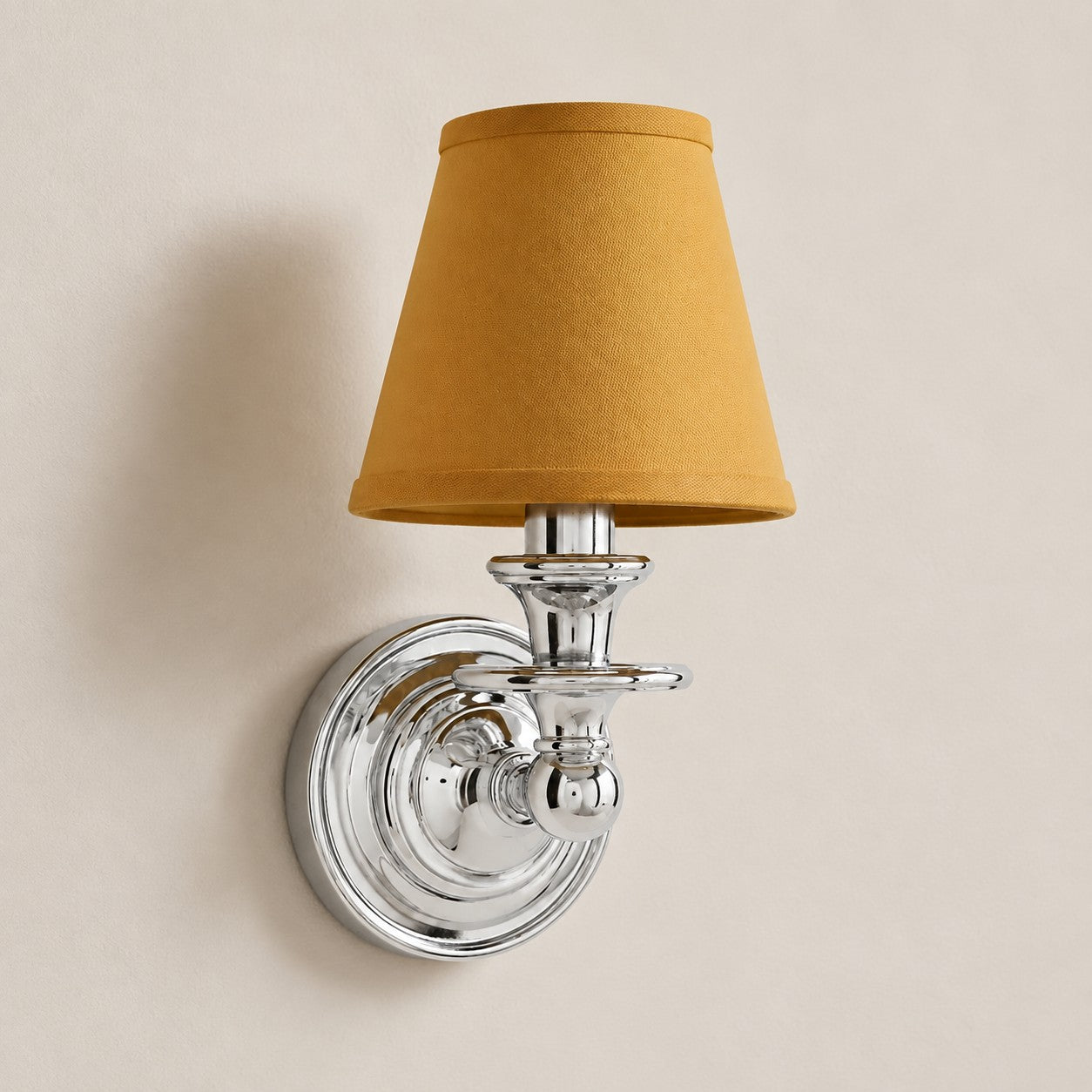 Kalvora wall sconce - Mustard Yellow Plain shade with Chrome finish
