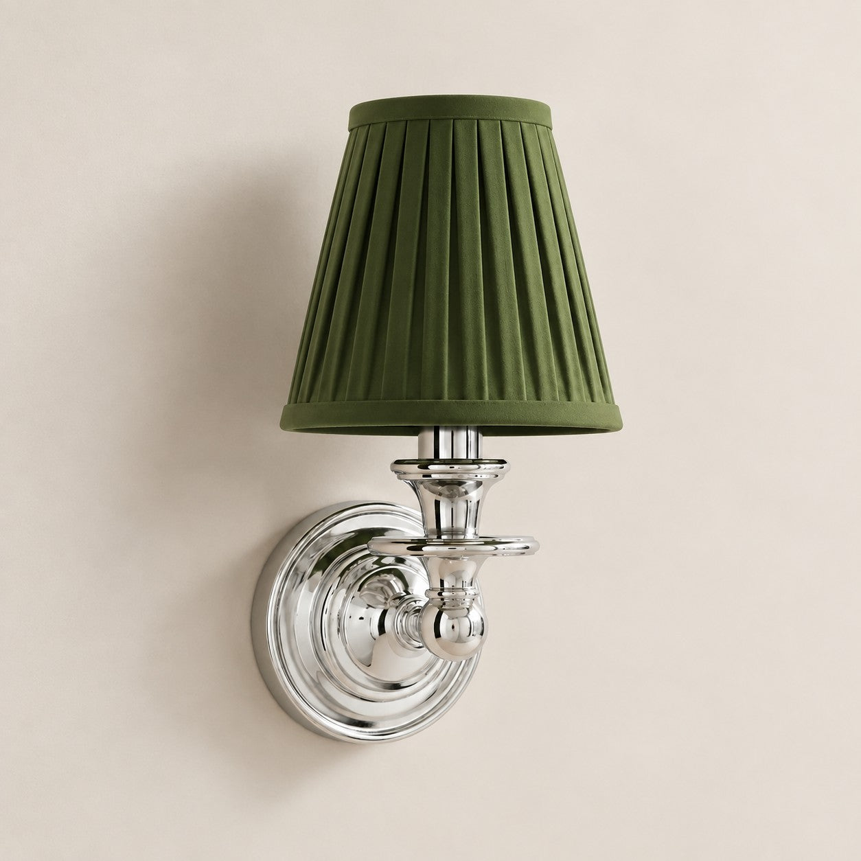 Kalvora wall sconce - Green Pleated shade with Chrome finish