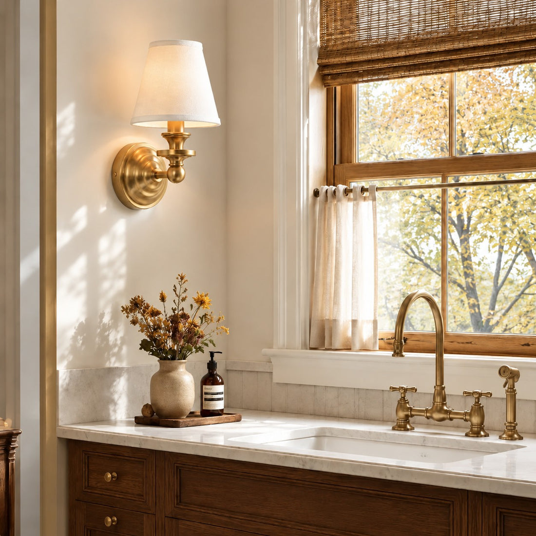 Kalvora wall sconce above a kitchen counter