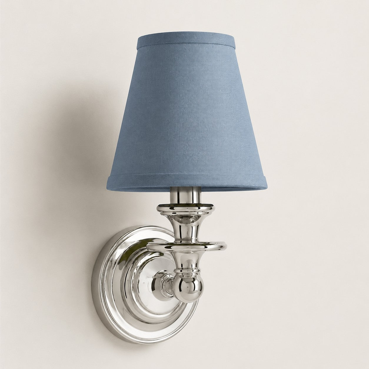 Kalvora wall sconce - Dusty Blue Plain shade with Chrome finish