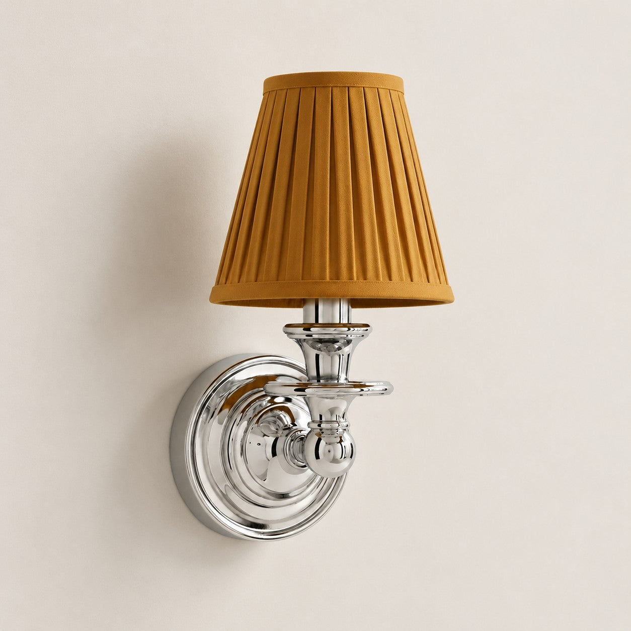 Kalvora wall sconce - Mustard Yellow Pleated shade with Chrome finish