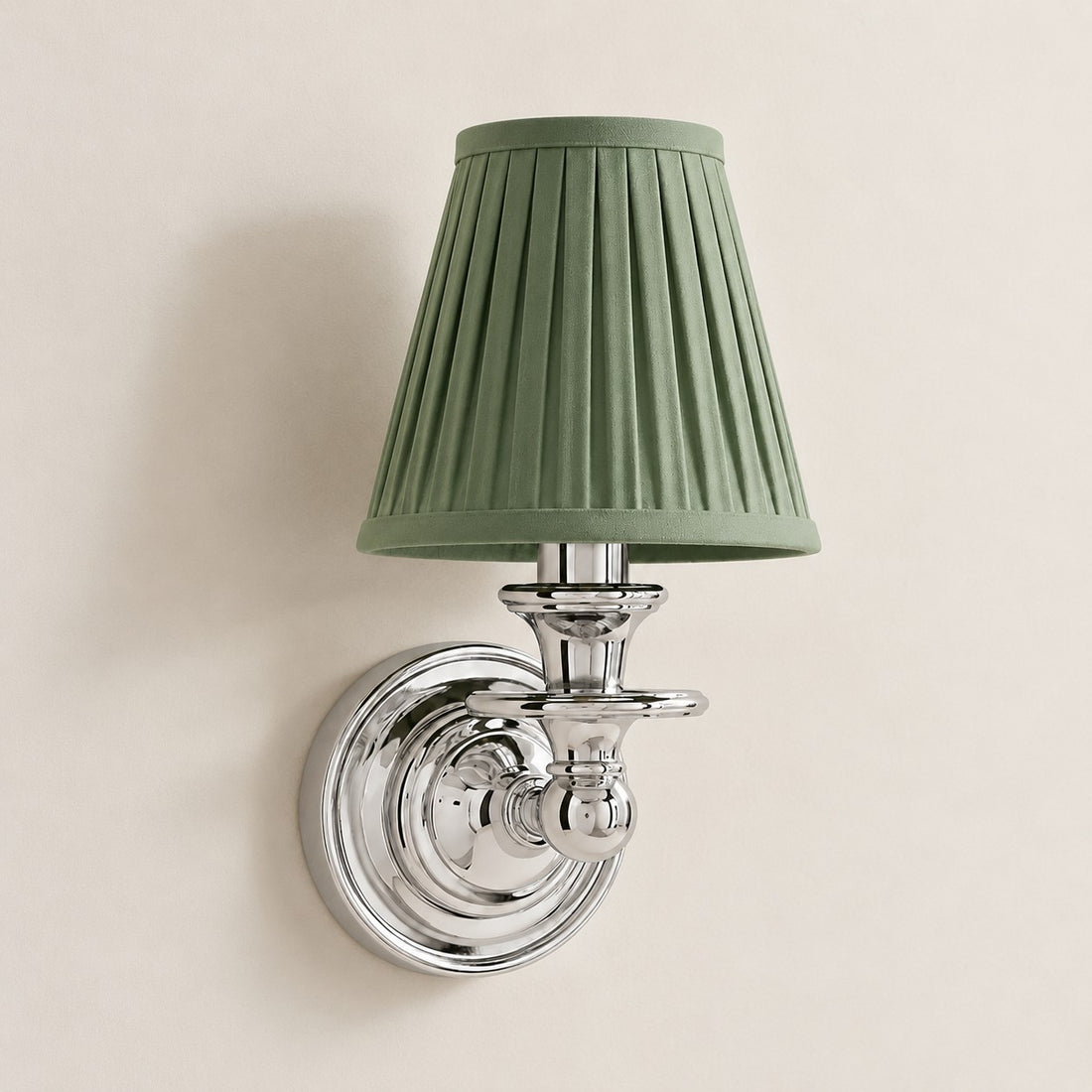 Kalvora wall sconce - Sage Green Pleated shade with Chrome finish
