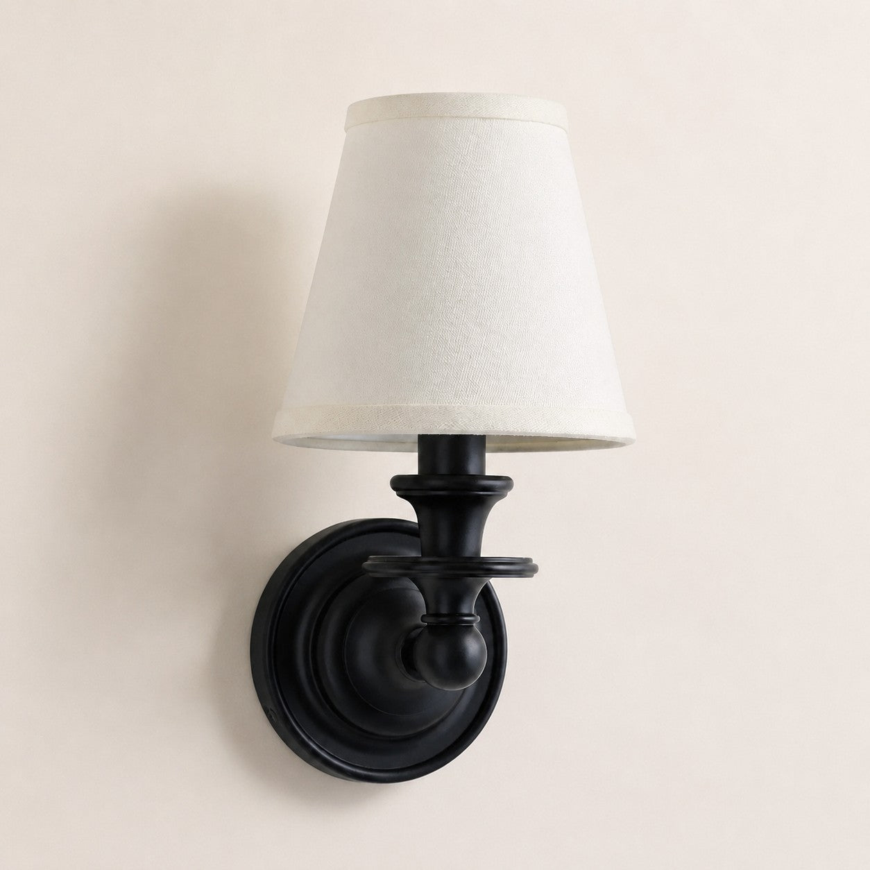 Kalvora wall sconce - White Plain shade with Black finish