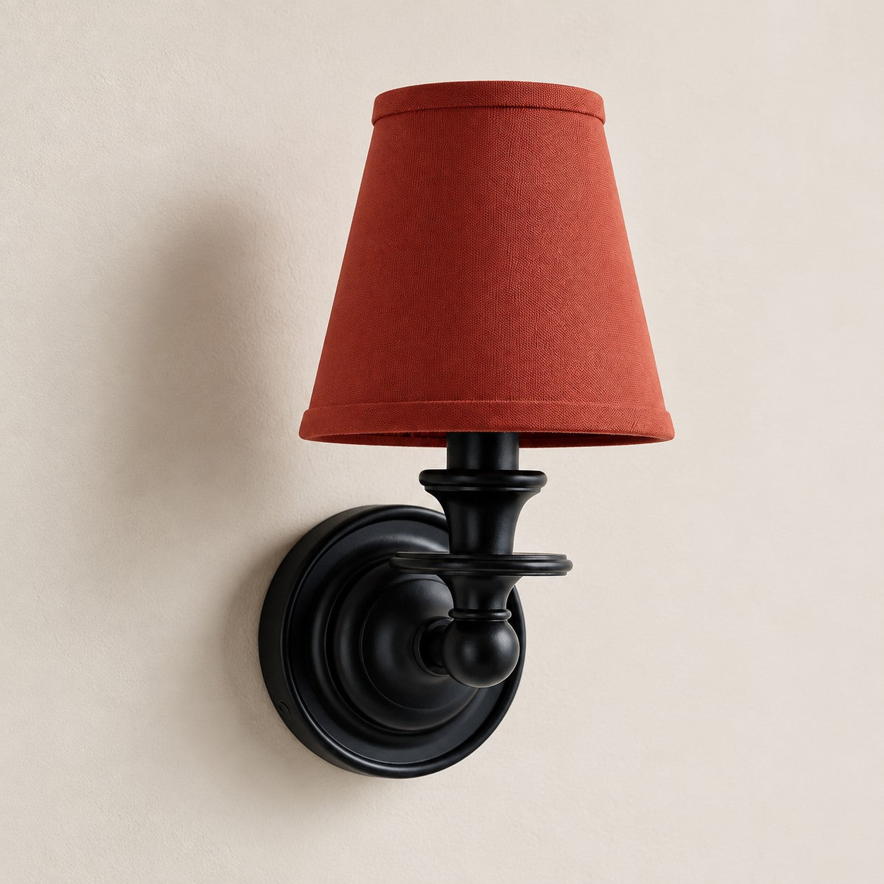 Kalvora wall sconce - Red Plain shade with Black finish