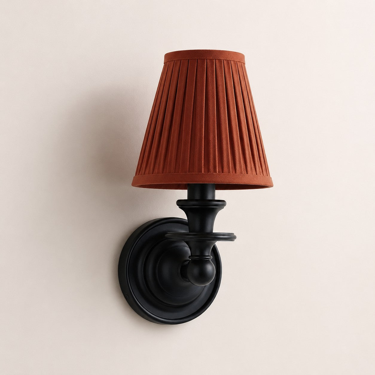 Kalvora wall sconce - Red Pleated shade with Black finish