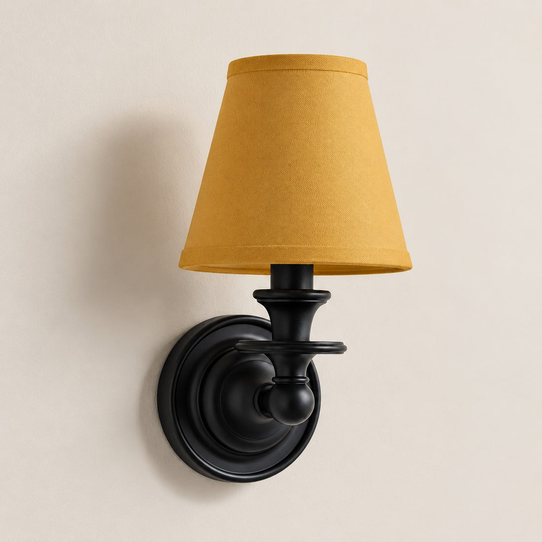 Kalvora wall sconce - Mustard Yellow Plain shade with Black finish