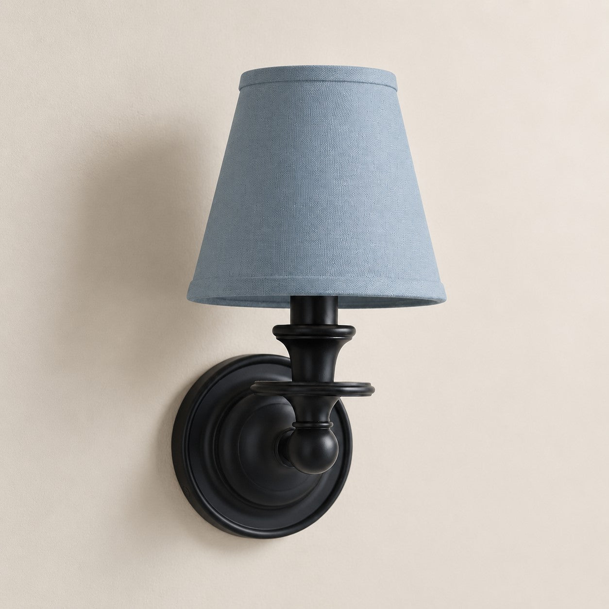 Kalvora wall sconce - Dusty Blue Plain shade with Black finish
