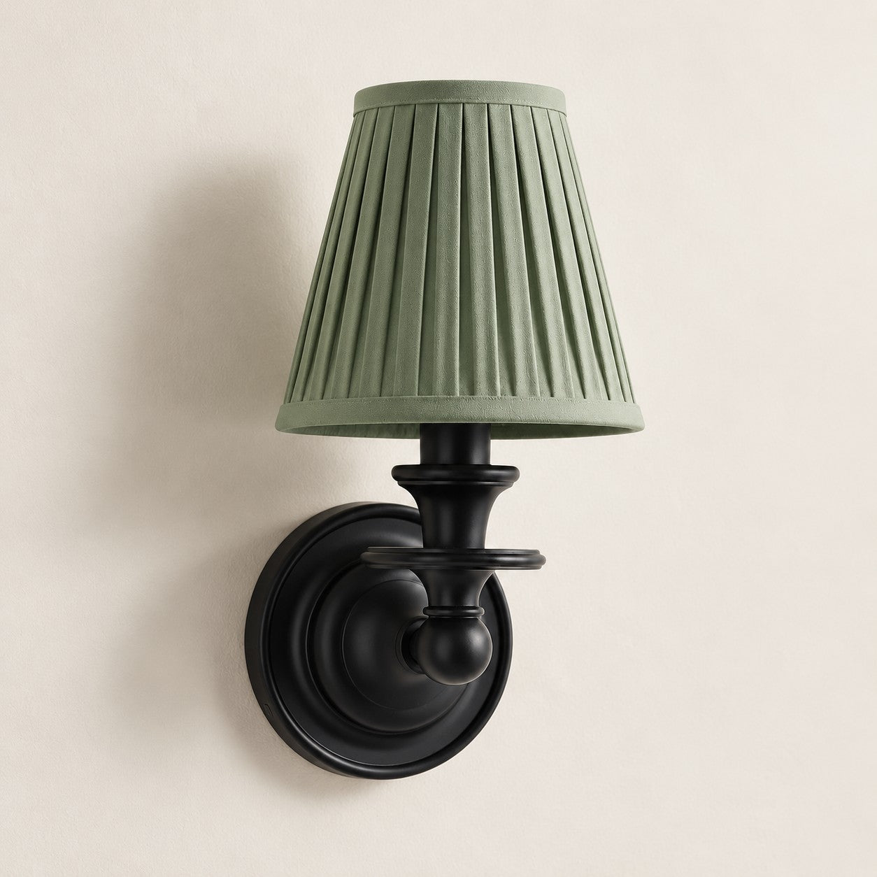 Kalvora wall sconce - Sage Green Pleated shade with Black finish
