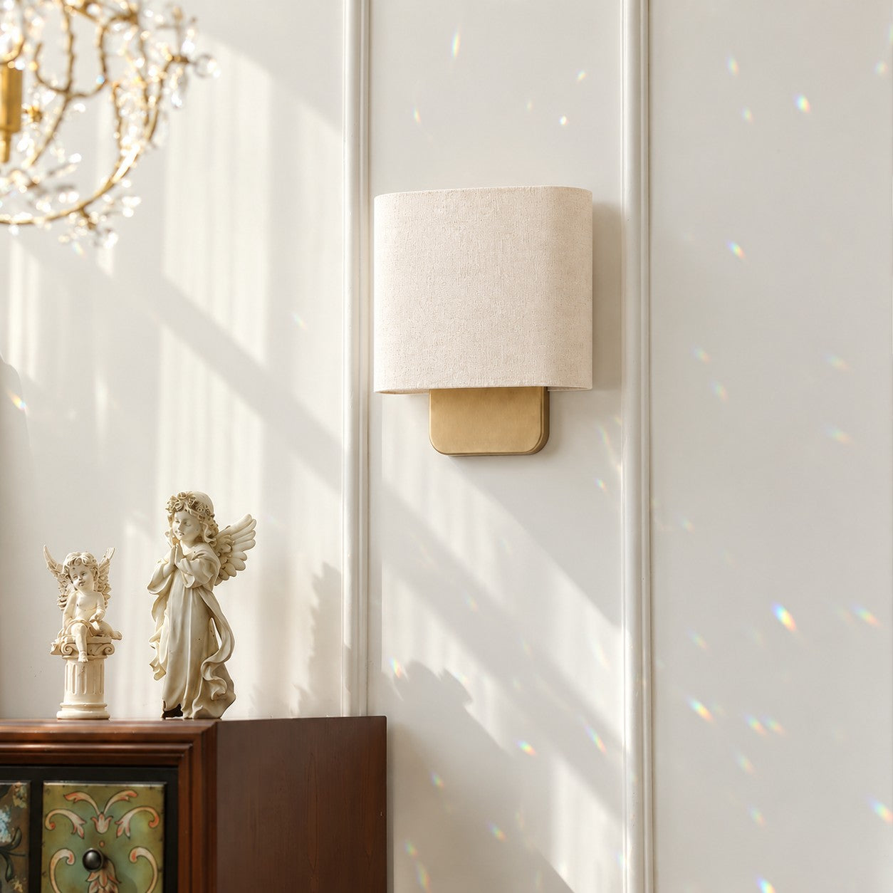 Nolvara Contemporary Fabric-Shade Wall Light – Minimalist Metal Fixture for Bedroom Hallway