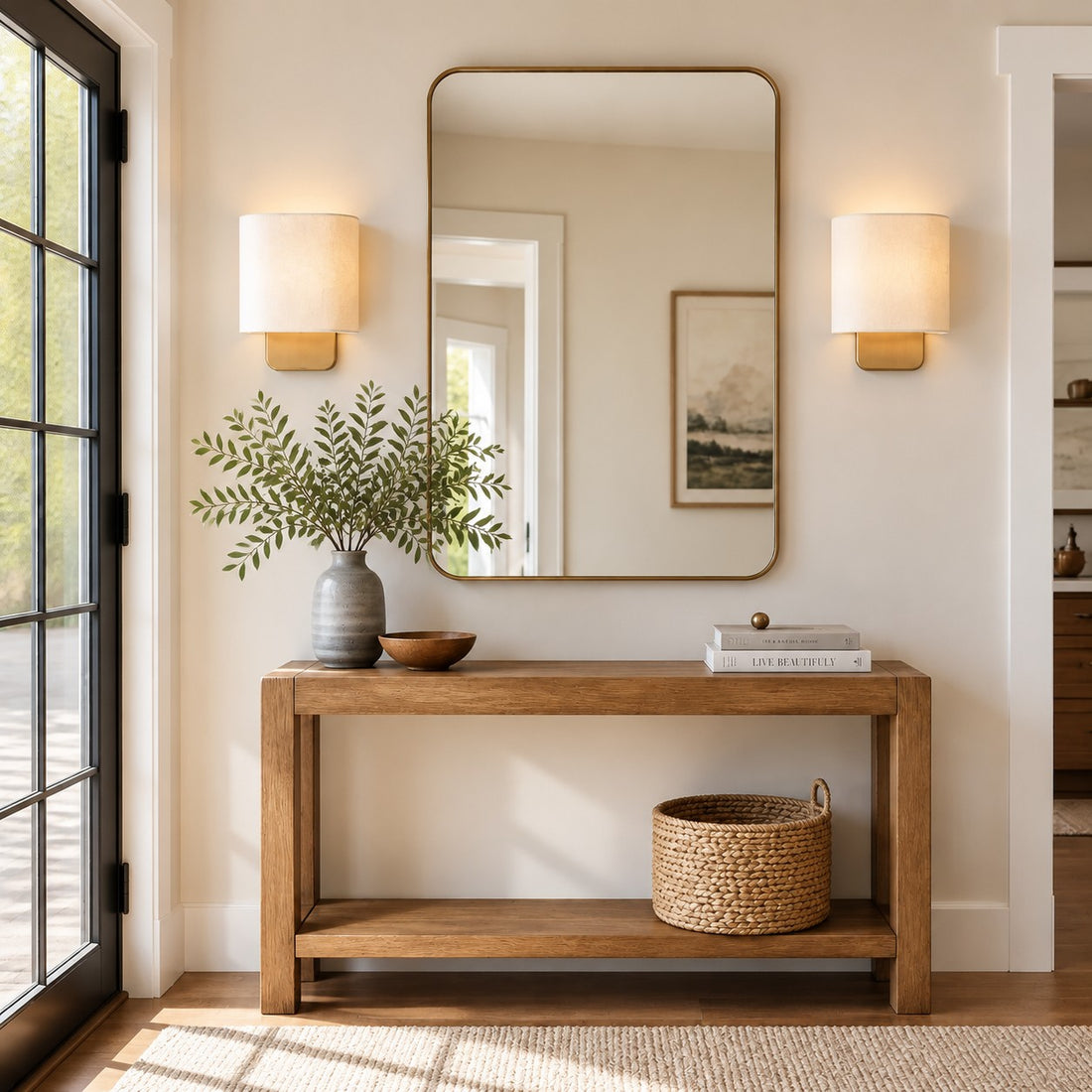 Nolvara Contemporary Fabric-Shade Wall Light – Minimalist Metal Fixture for Bedroom Hallway