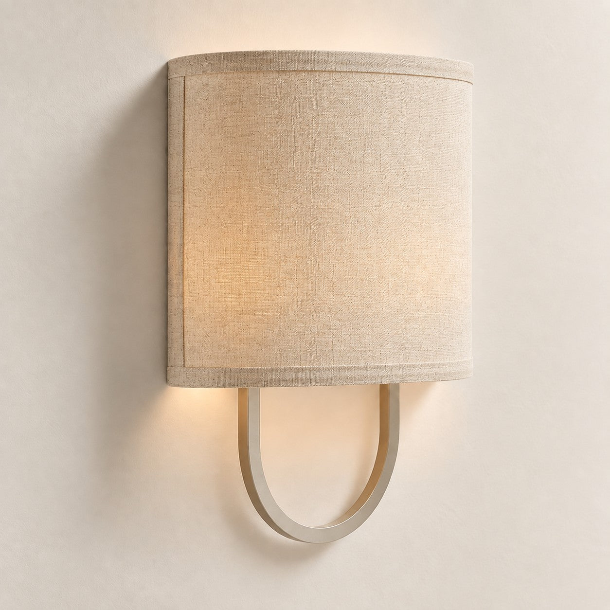 Nolvara wall light - Linen shade with Polished Nickel finish