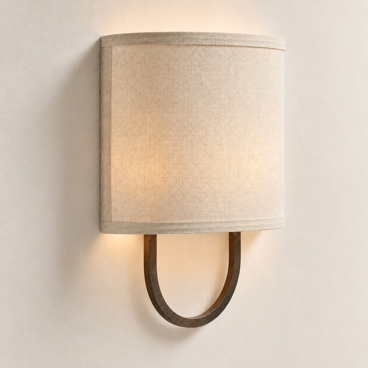 Nolvara wall light - Linen shade with Bronze finish