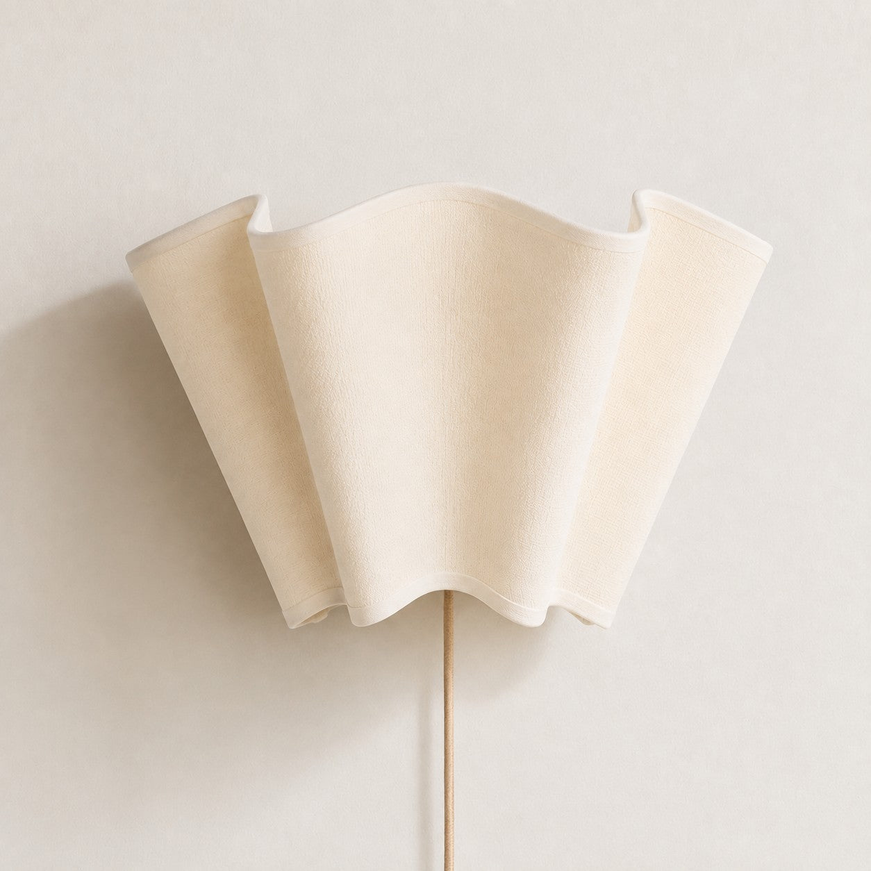 Oslan Modern Plug-In Sconce - Scalloped Ivory Linen Shade Wall Lamp