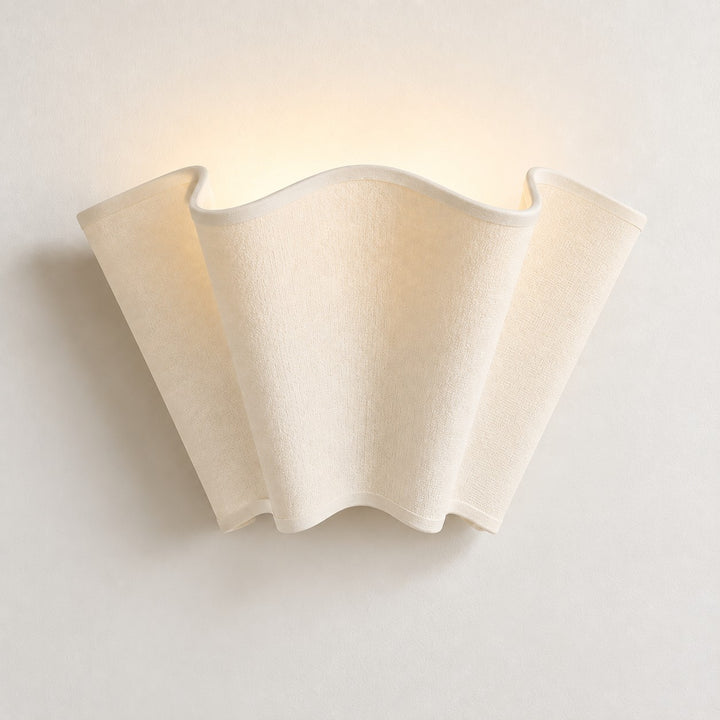 Oslan Modern Plug-In Sconce - Scalloped Ivory Linen Shade Wall Lamp