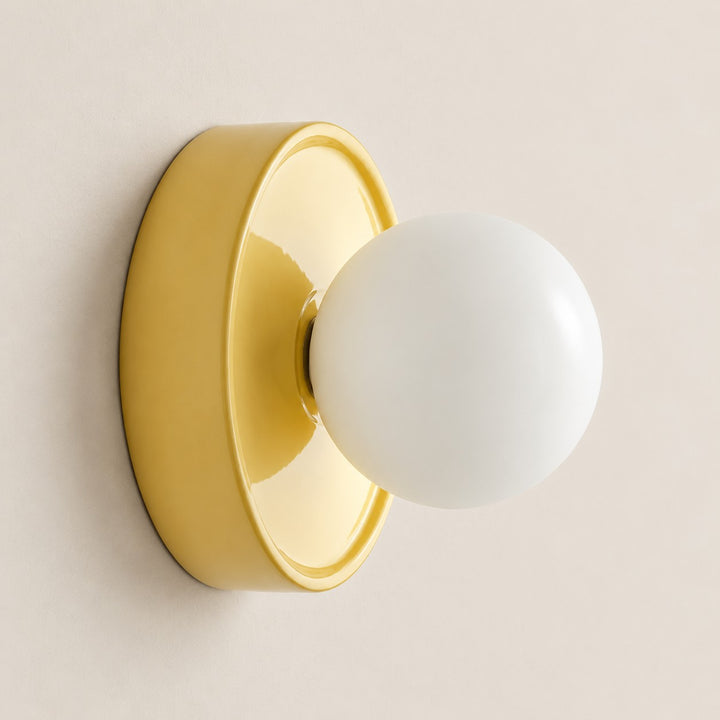 Ceramic Globe Wall Sconce – Opal Glass Bedside Light