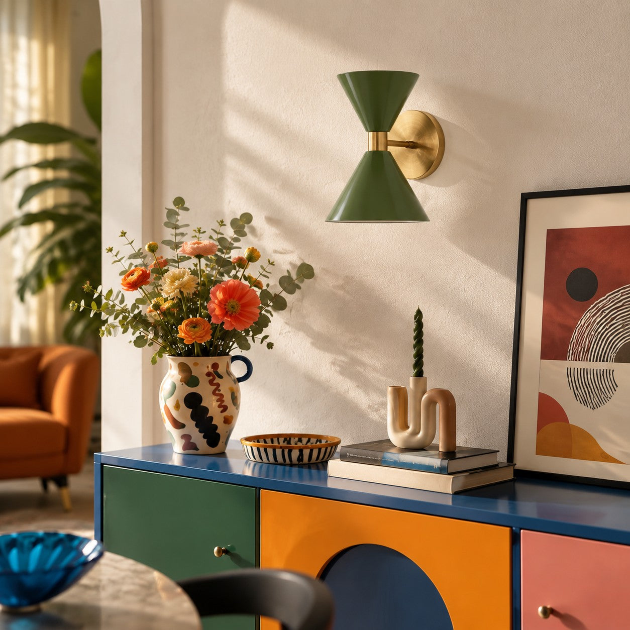 Clancy colorful cone wall sconce