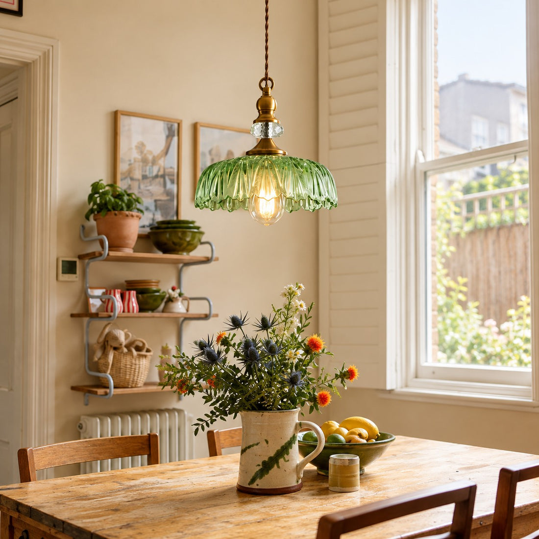 Mid Century Mini Kitchen Island Glass Pendant Light