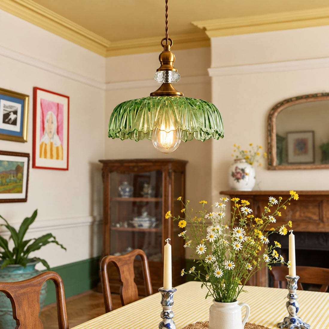 Mid Century Mini Kitchen Island Glass Pendant Light
