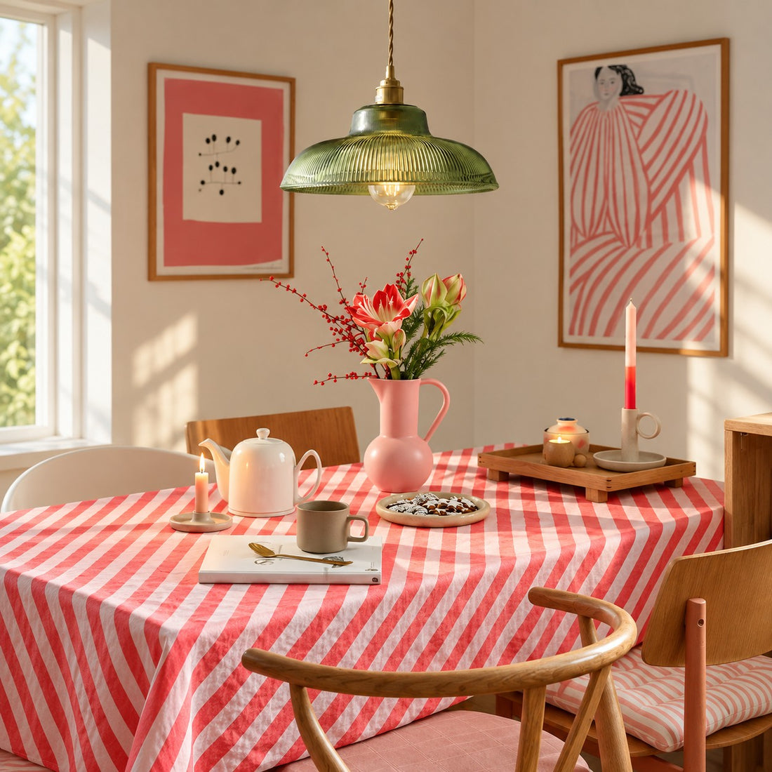 Ribilux Ribbed Pendant Light - Vintage Glass and Metal for Kitchen and Dining Room
