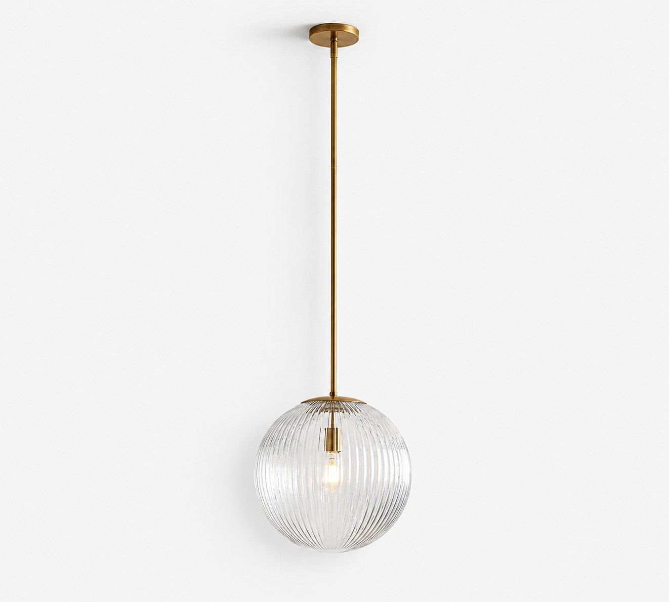 Bravira Ribbed Glass Pendant Light - Elegant Kitchen Island Lamp