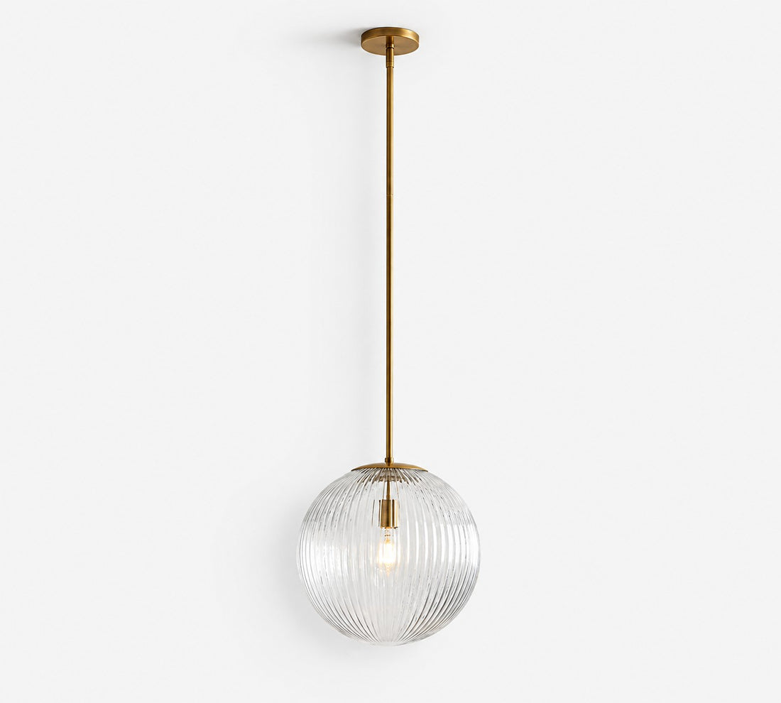 Bravira Ribbed Glass Pendant Light - Elegant Kitchen Island Lamp