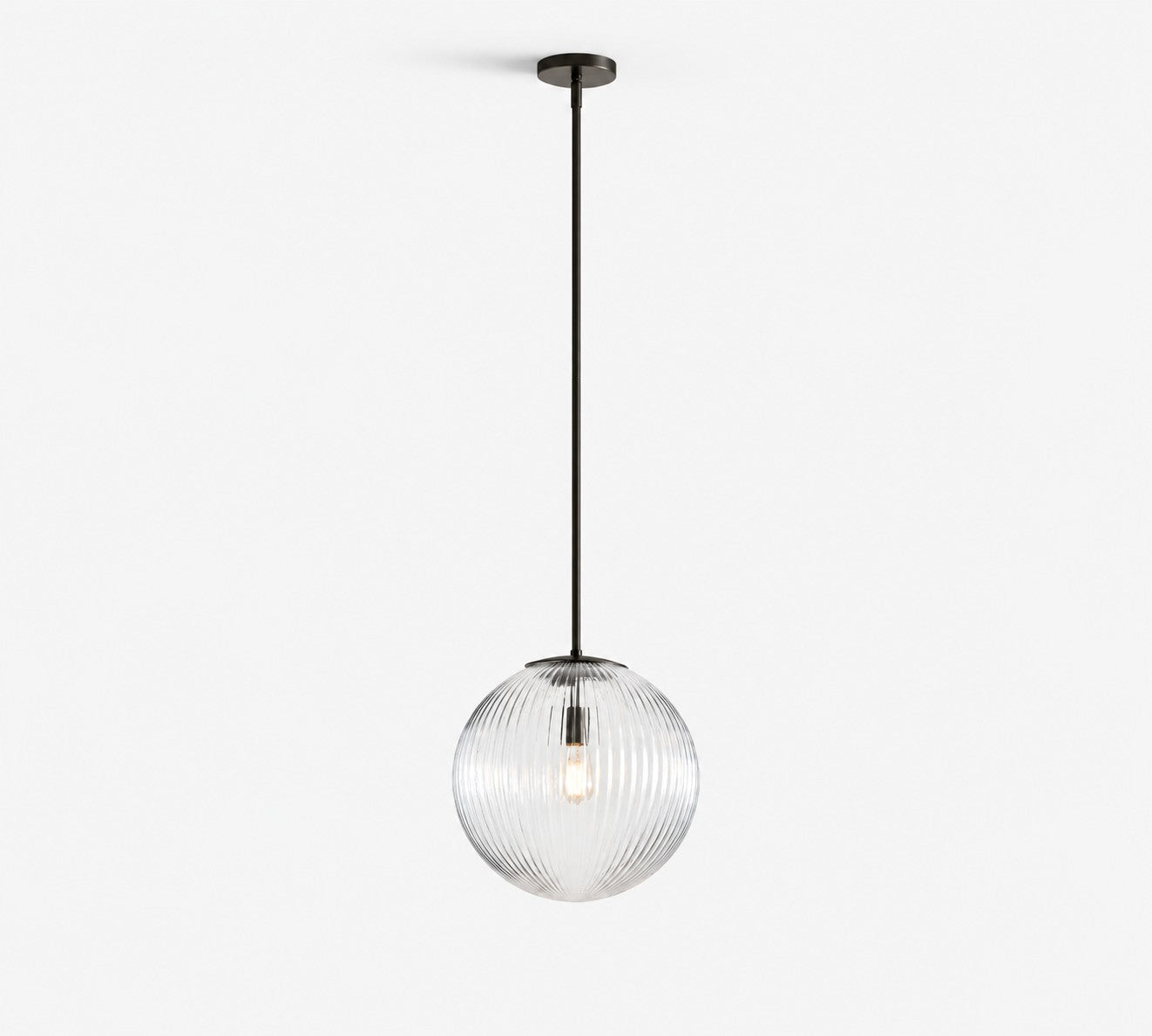 Bravira Ribbed Glass Pendant Light - Elegant Kitchen Island Lamp