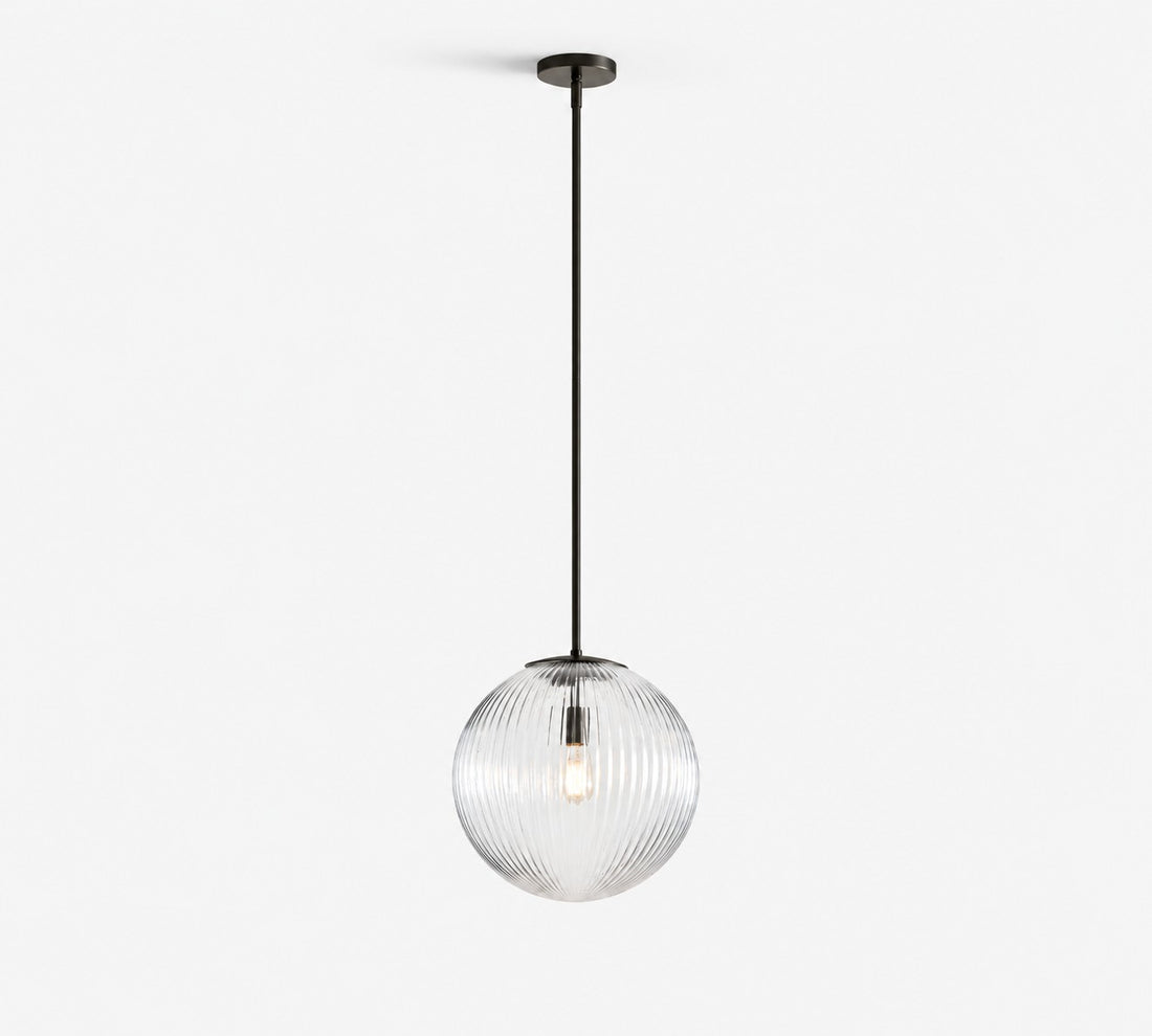 Bravira Ribbed Glass Pendant Light - Elegant Kitchen Island Lamp
