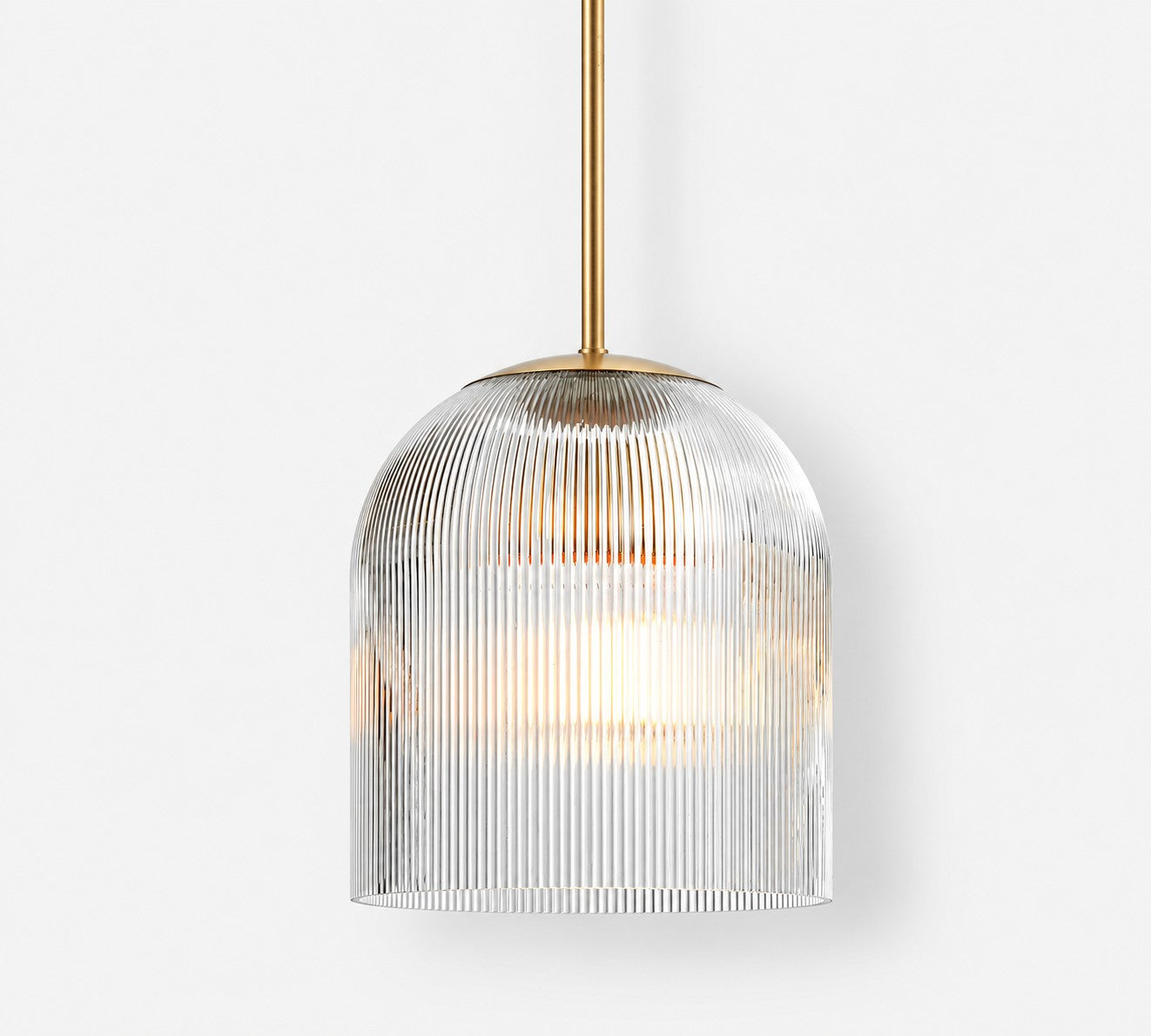 Bravira Ribbed Glass Pendant Light - Elegant Kitchen Island Lamp