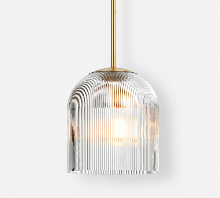 Bravira Ribbed Glass Pendant Light - Elegant Kitchen Island Lamp