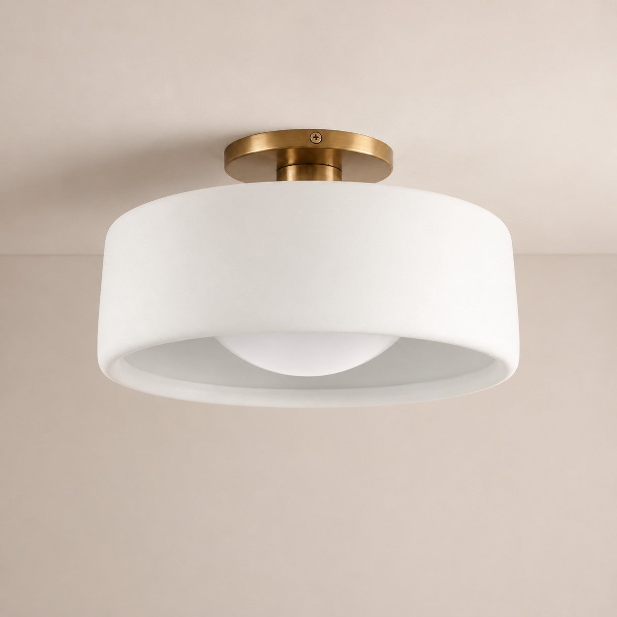 Cerova Modern Porcelain Flush Mount Ceiling Light– Elegant Ivory Shade