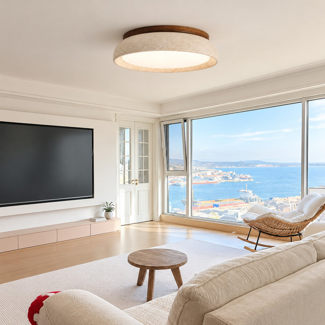 Modern Scandinavian Travertine Ceiling Light