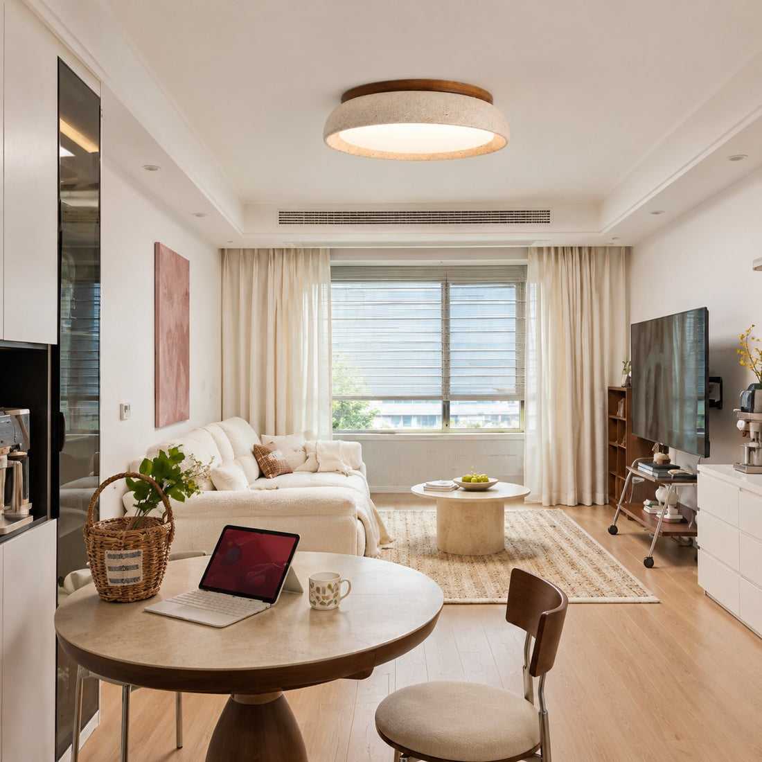 Modern Scandinavian Travertine Ceiling Light