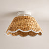 Ruvest Farmhouse Flush Mount Ceiling Light - Scallop Rattan for Warm Interiors