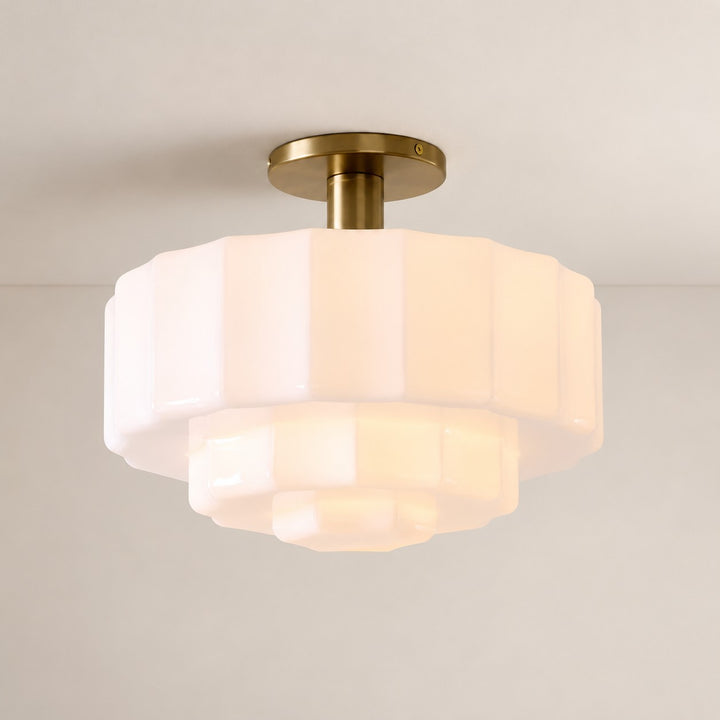 Vexrona Tiered Glass Shade Flush Mount – Contemporary Lighting for Bedrooms and Hallways