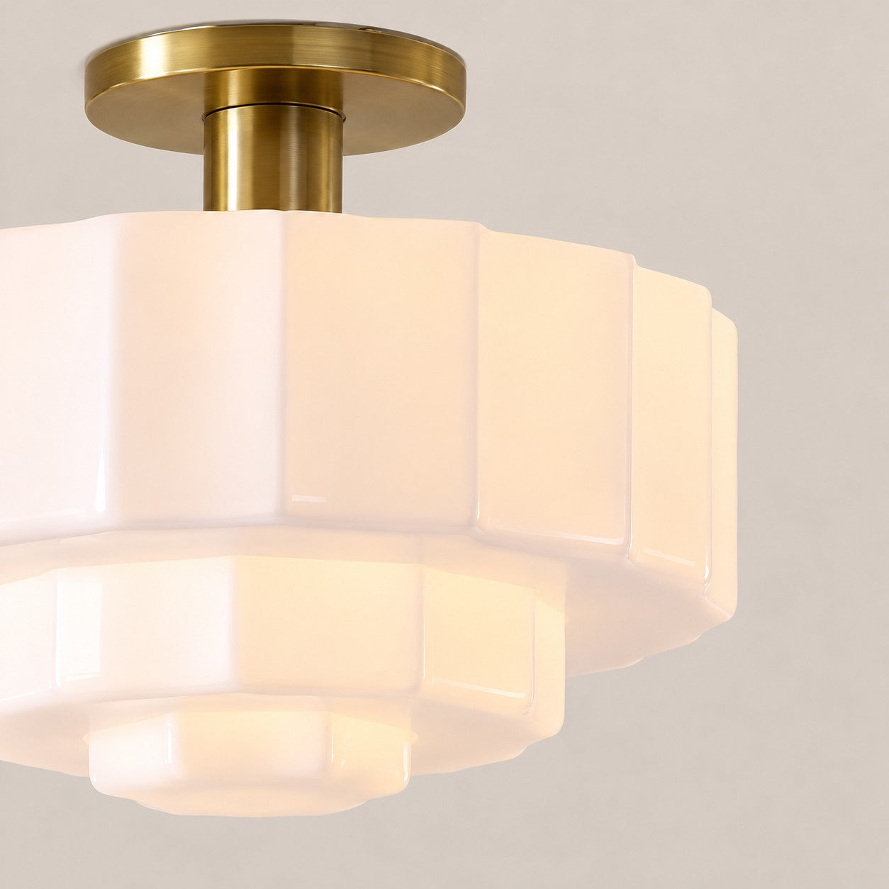 Vexrona Tiered Glass Shade Flush Mount – Contemporary Lighting for Bedrooms and Hallways