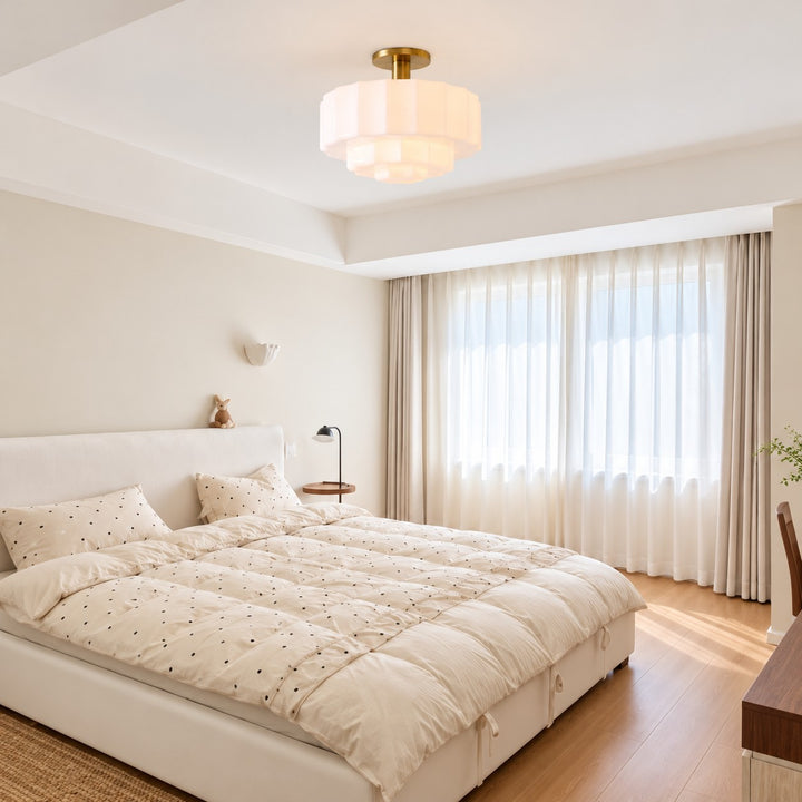 Vexrona Tiered Glass Shade Flush Mount – Contemporary Lighting for Bedrooms and Hallways