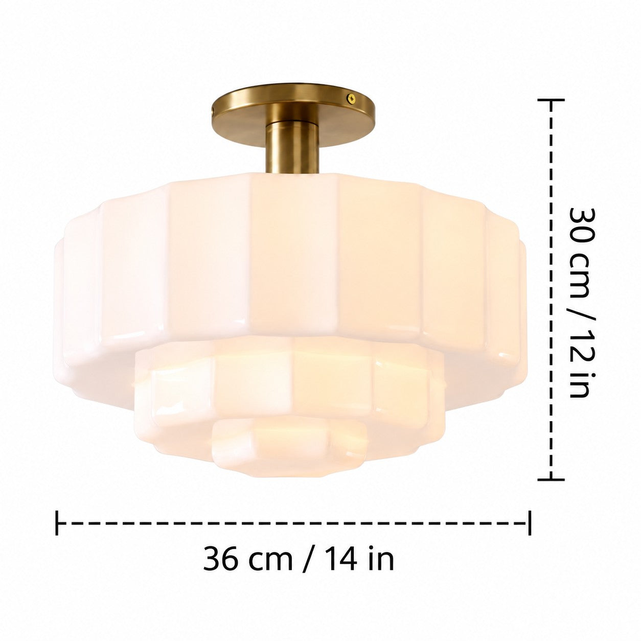 Vexrona Tiered Glass Shade Flush Mount – Contemporary Lighting for Bedrooms and Hallways