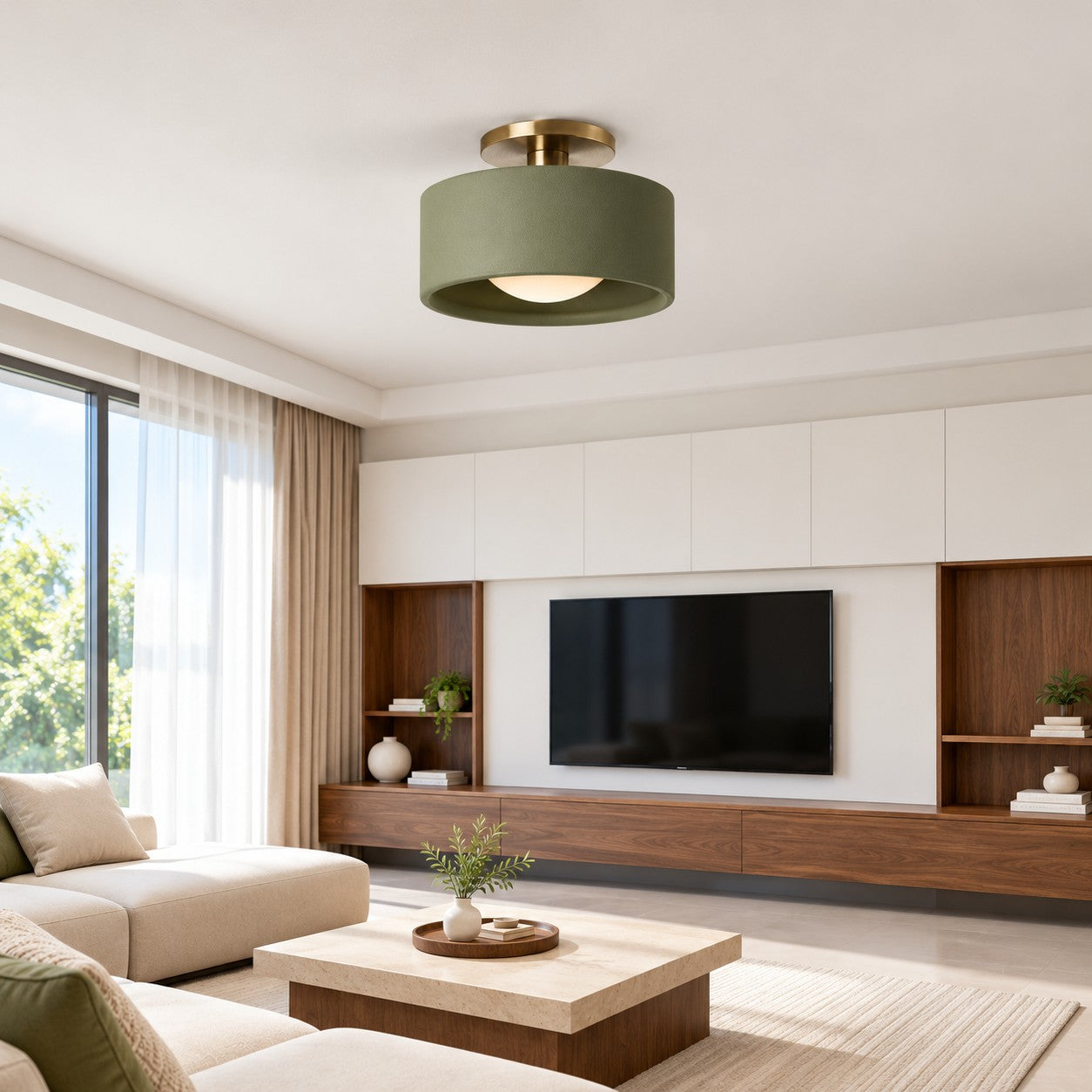 Cerova Modern Porcelain Flush Mount Ceiling Light– Elegant Ivory Shade